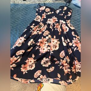 Floral Navy and Pink Kids Dress